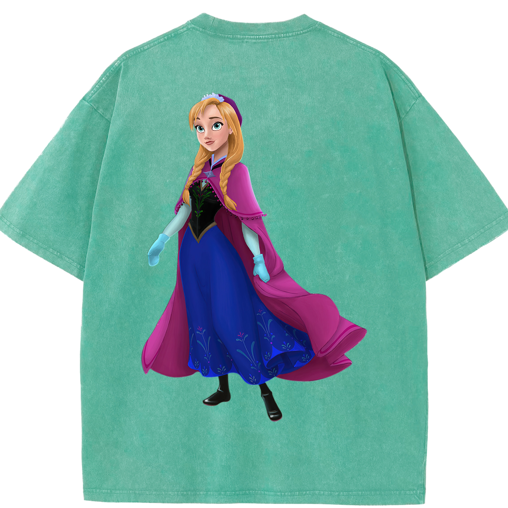 （画像用） アナと雪の女王 アンナ エルサ Frozen Anna Elsa 綿100% ヴィンテージ風 半袖Tシャツ（背面プリント）